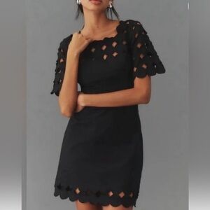 Anthropologie Black Scalloped Cutwork Mini Shift Dress
Plus Sz 22W Scalloped